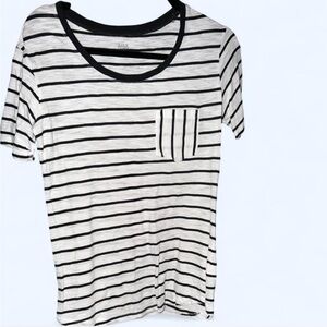 a.n.a Black and White Striped Short Sleeve Tee